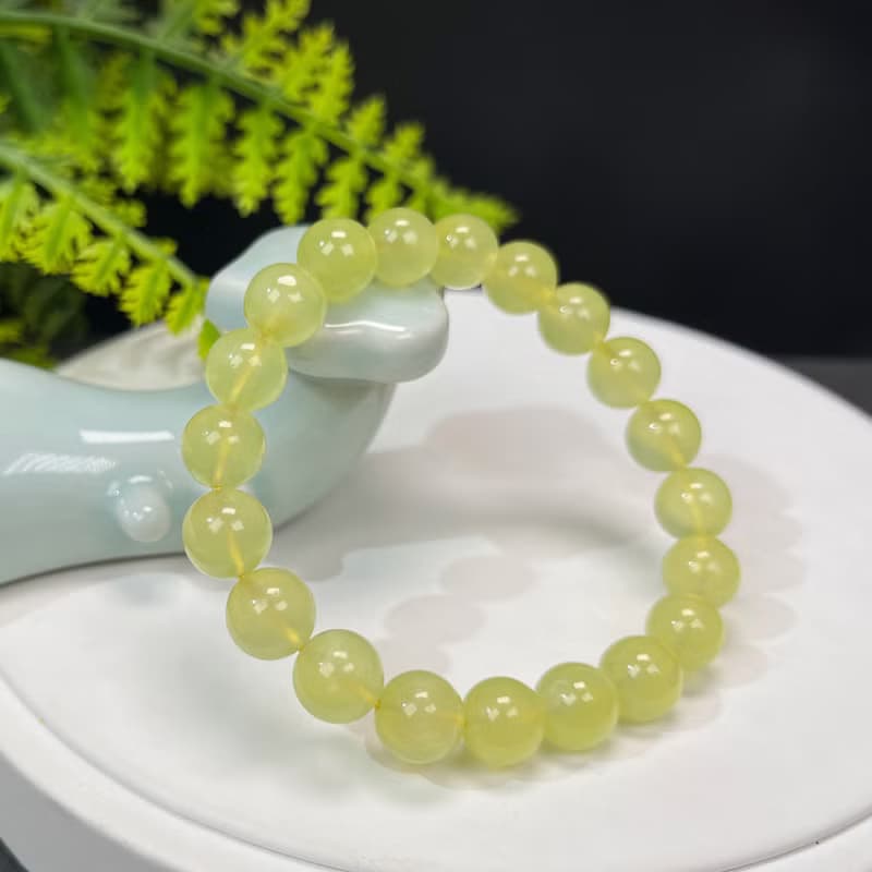 高品質天然澳洲金葡萄石手串冰種透體黃金葡萄石手錬女款單圈9mm