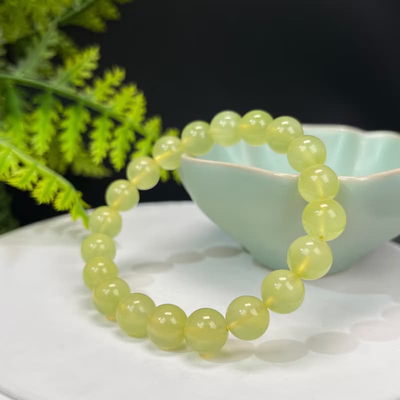 高品質天然澳洲金葡萄石手串冰種透體黃金葡萄石手錬女款單圈9mm