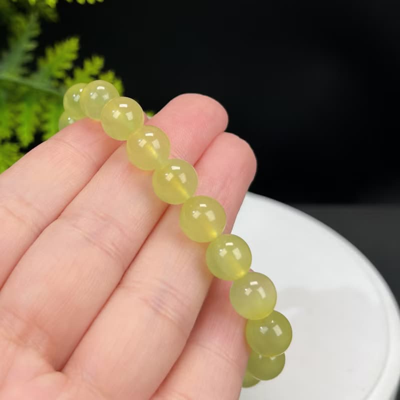 高品質天然澳洲金葡萄石手串冰種透體黃金葡萄石手錬女款單圈9mm