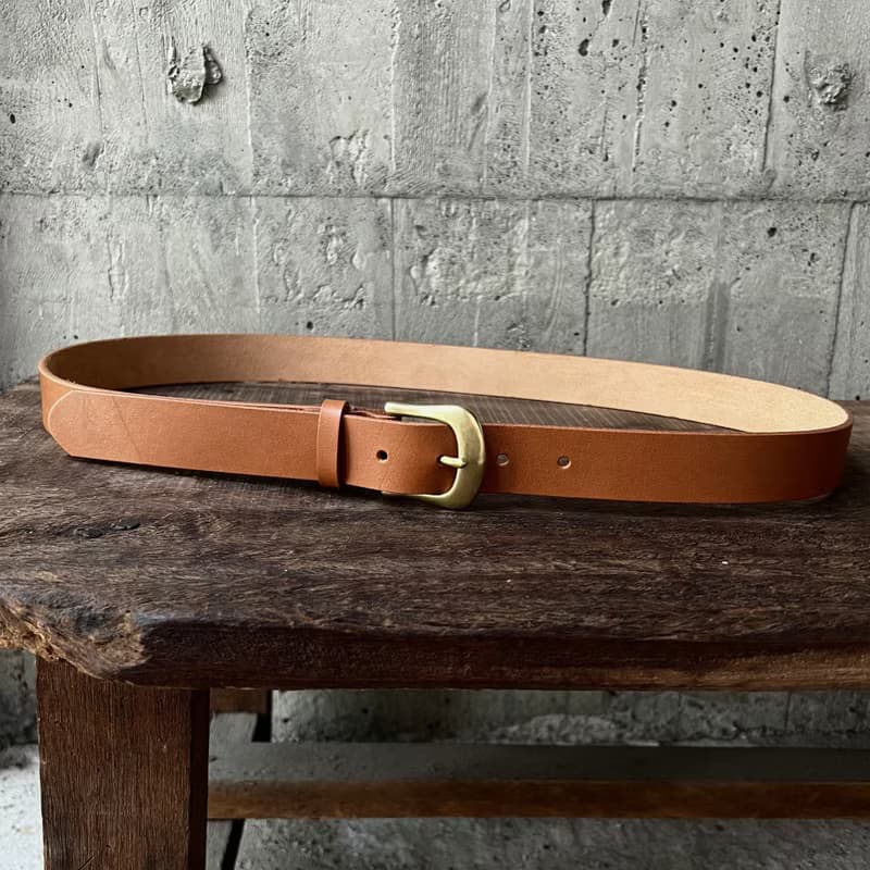 3cm寬 好耐皮帶 馬蹄頭I淺茶 義大利植鞣革真皮腰帶