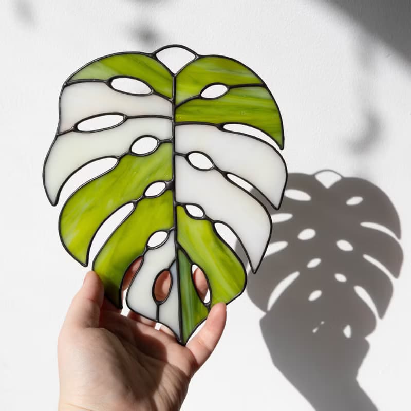 Stained glass monstera, Floral home decor, Plant lover gift