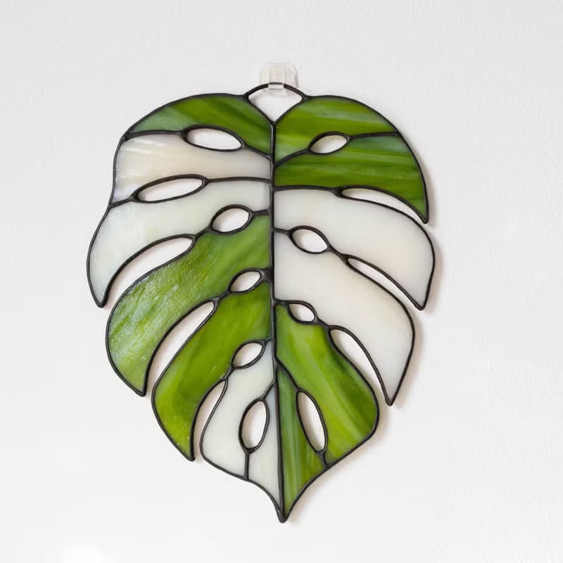 Stained glass monstera, Floral home decor, Plant lover gift