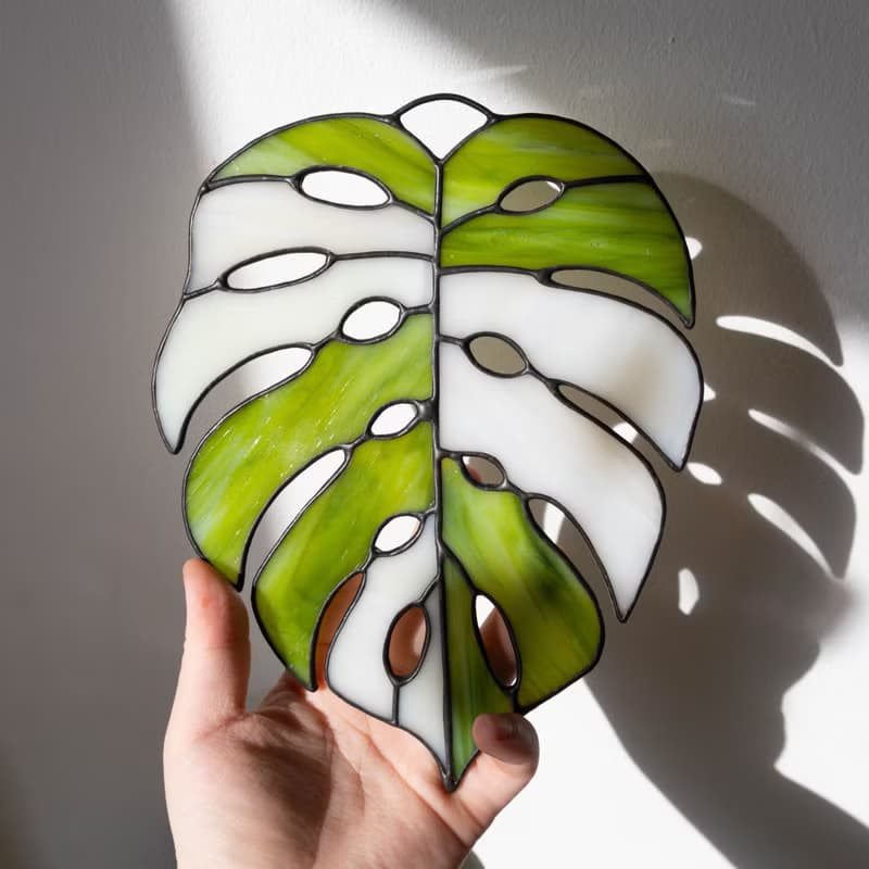 Stained glass monstera, Floral home decor, Plant lover gift