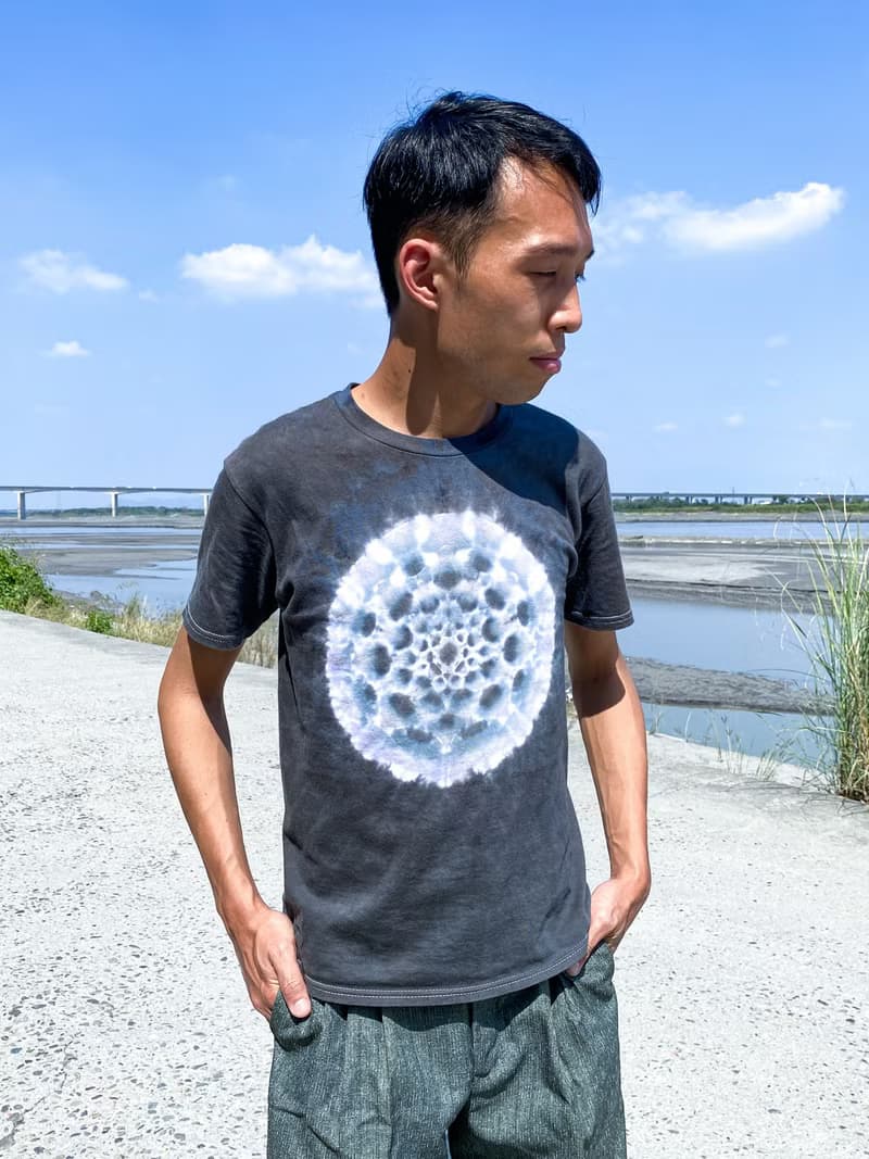 黑灰曼陀羅 手染純棉短袖T恤/日式配色/職人染製 中性款/女款