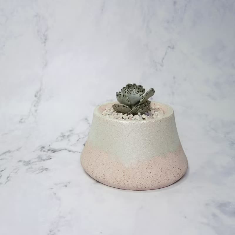 ∣銀色漸層富士山多肉造型植栽∣手作泥盆/接單訂製商品