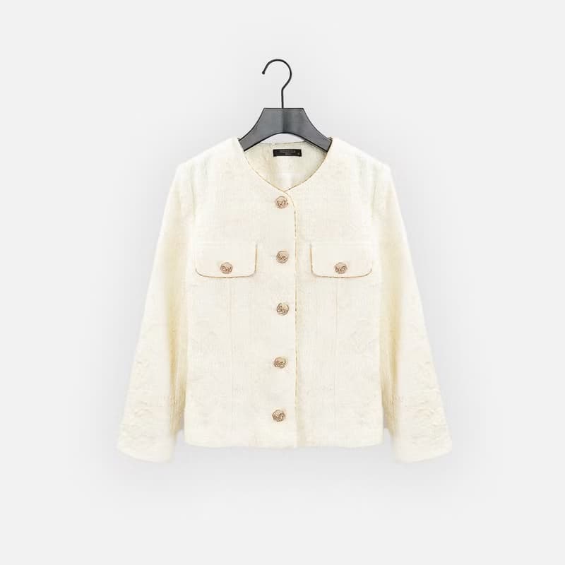 【MEDUSA】金邊米白毛呢小香風外套(M-XL) | 女西裝外套 小香風