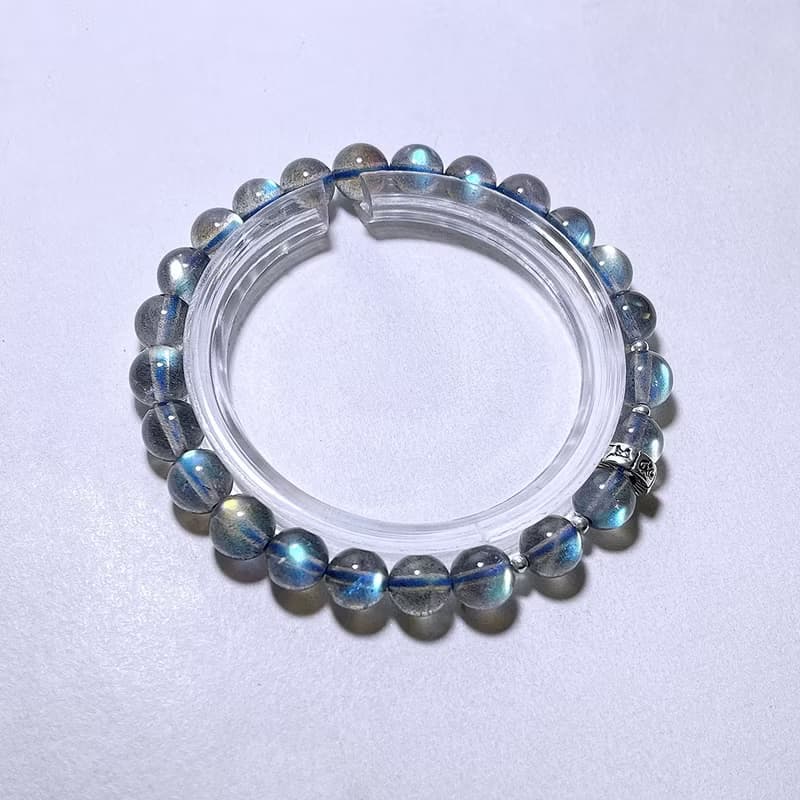 頂級 拉長石 7 mm 925純銀 手鍊