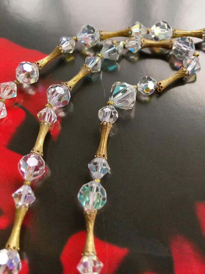 【西洋古董飾品】北極光 串珠 流蘇 透明珠珠鍊 項鍊