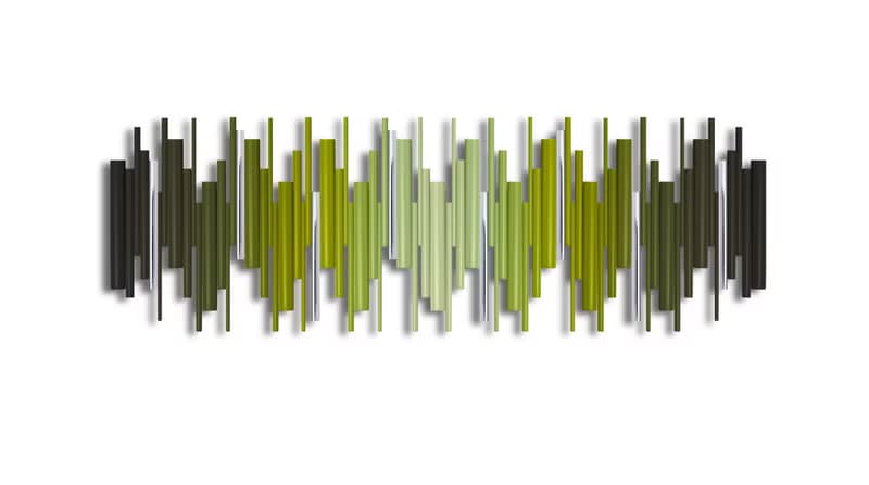 橄欖綠與鉻金圓柱壁掛雕塑 – 現代3D立體壁飾