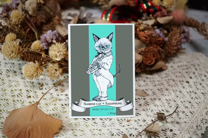 貓咪音樂家─日製動物療癒防水貼紙/小卡片/行李箱/筆電