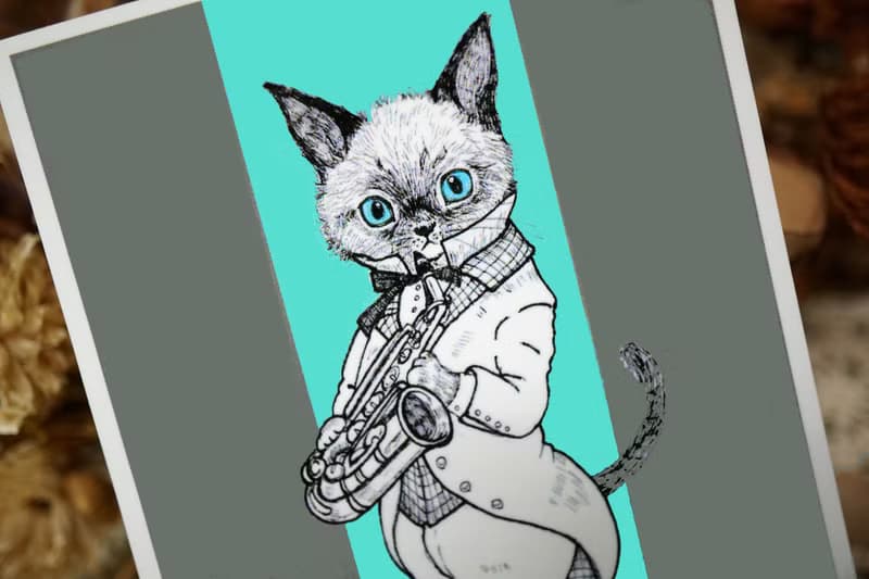 貓咪音樂家─日製動物療癒防水貼紙/小卡片/行李箱/筆電