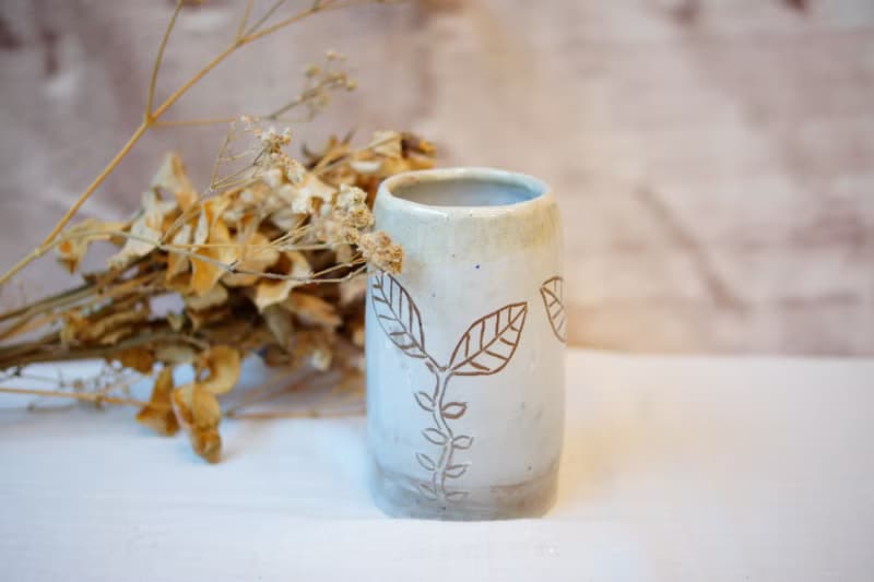 手作粉引 芽苗 水耕植栽 花入 辦公桌用品