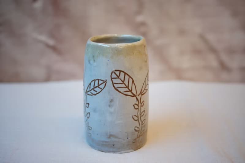 手作粉引 芽苗 水耕植栽 花入 辦公桌用品