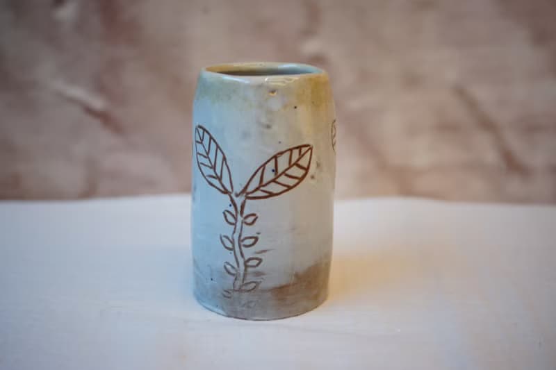 手作粉引 芽苗 水耕植栽 花入 辦公桌用品