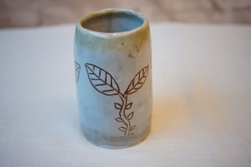 手作粉引 芽苗 水耕植栽 花入 辦公桌用品