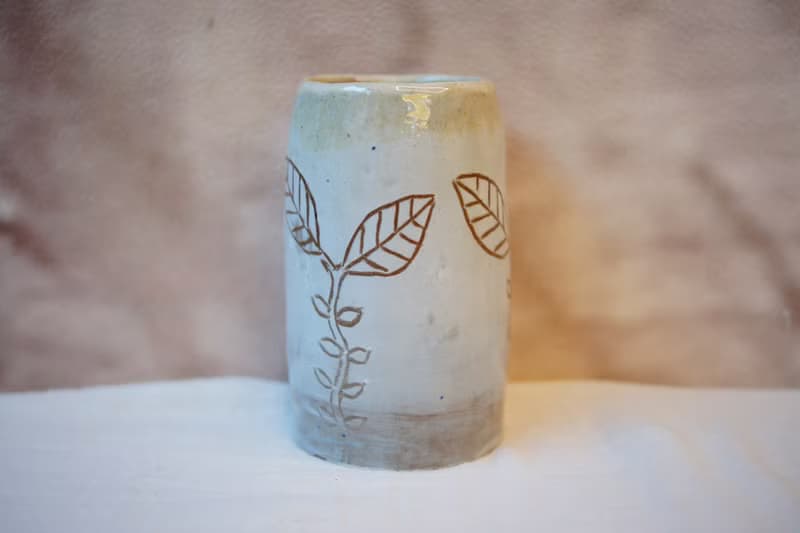 手作粉引 芽苗 水耕植栽 花入 辦公桌用品