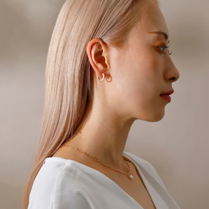 mat hoop smooth pierced earring MATGD　スムースピアス　シンプル　フープピアス　マットゴールド