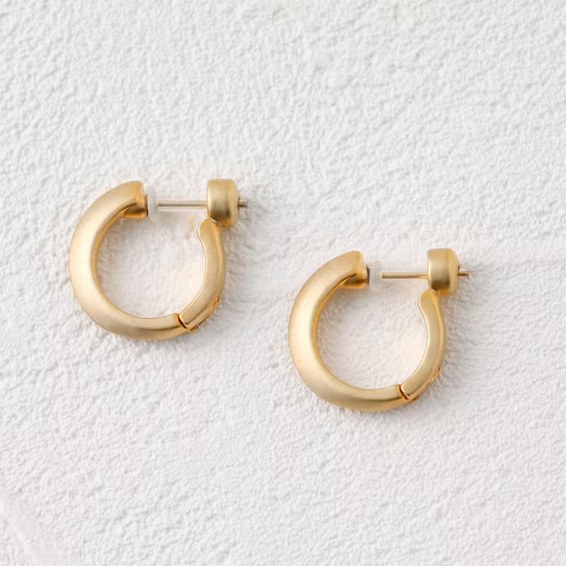 mat hoop smooth pierced earring MATGD　スムースピアス　シンプル　フープピアス　マットゴールド