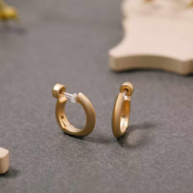 mat hoop smooth pierced earring MATGD　スムースピアス　シンプル　フープピアス　マットゴールド