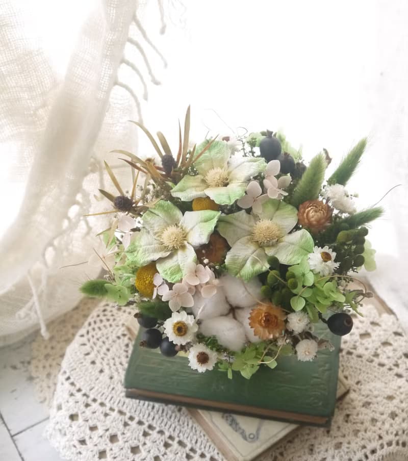 小熊寶貝.綠色系.乾燥花.永生花.情人節.生日花禮