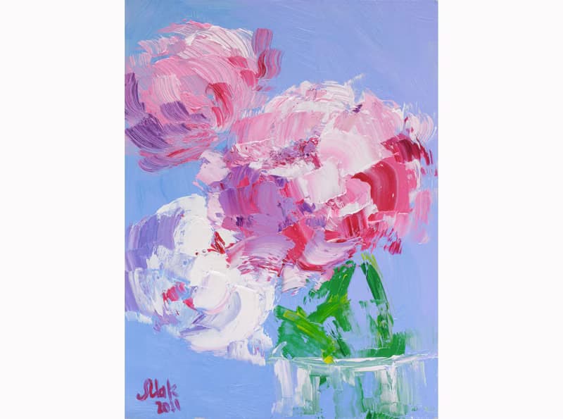 Pink Peony Oil Painting Abstract Flower Original Art Impasto Wall Art Floral Art
