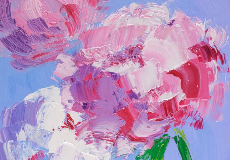 Pink Peony Oil Painting Abstract Flower Original Art Impasto Wall Art Floral Art