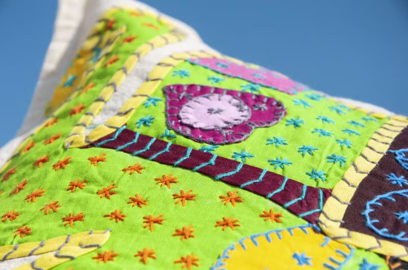 手工刺繡抱枕套 波希米亞抱枕套 民族風抱枕套-熱帶雨林彩色大象