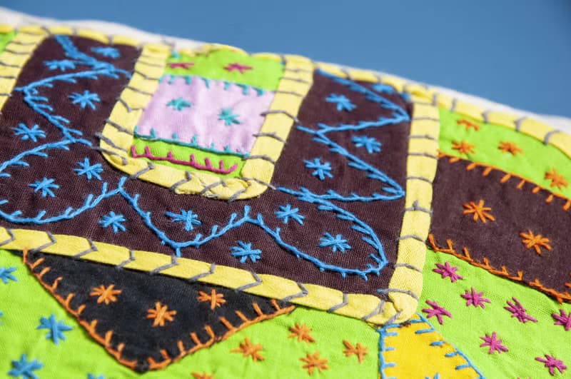 手工刺繡抱枕套 波希米亞抱枕套 民族風抱枕套-熱帶雨林彩色大象
