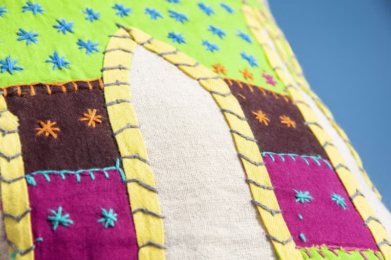 手工刺繡抱枕套 波希米亞抱枕套 民族風抱枕套-熱帶雨林彩色大象
