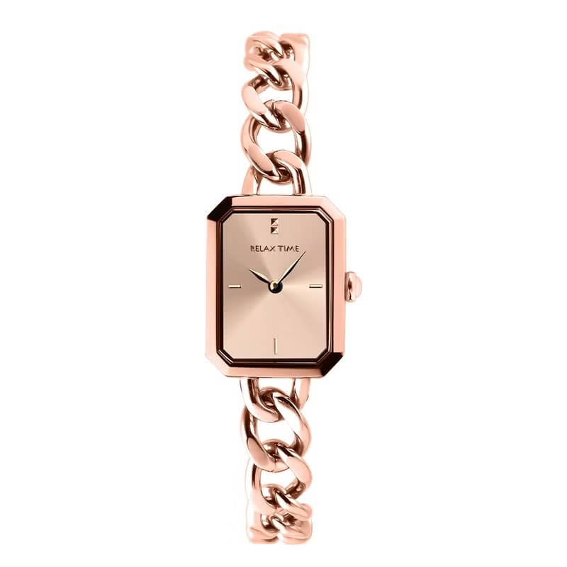 RELAX TIME 長方手鍊風格女錶 玫瑰金 (RT-109-2-07)