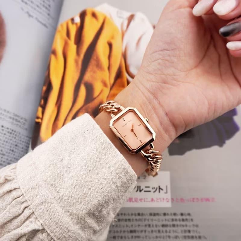 RELAX TIME 長方手鍊風格女錶 玫瑰金 (RT-109-2-07)