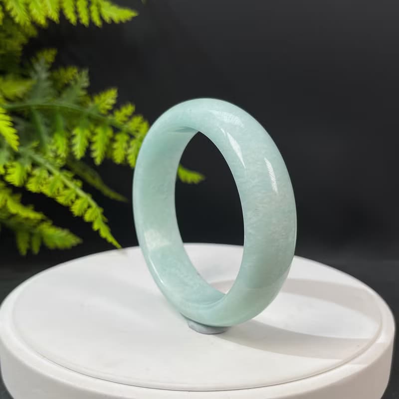 玉化淺色天河石手鐲58MM 老礦星光貓眼亞馬遜石手環 優雅靜謐財運