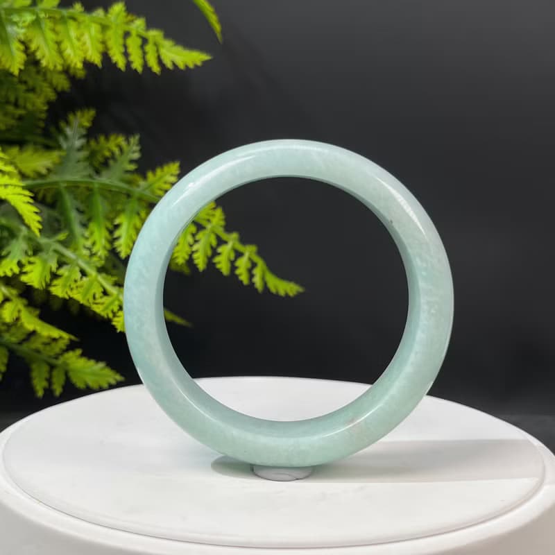 玉化淺色天河石手鐲58MM 老礦星光貓眼亞馬遜石手環 優雅靜謐財運