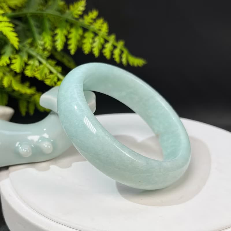 玉化淺色天河石手鐲58MM 老礦星光貓眼亞馬遜石手環 優雅靜謐財運