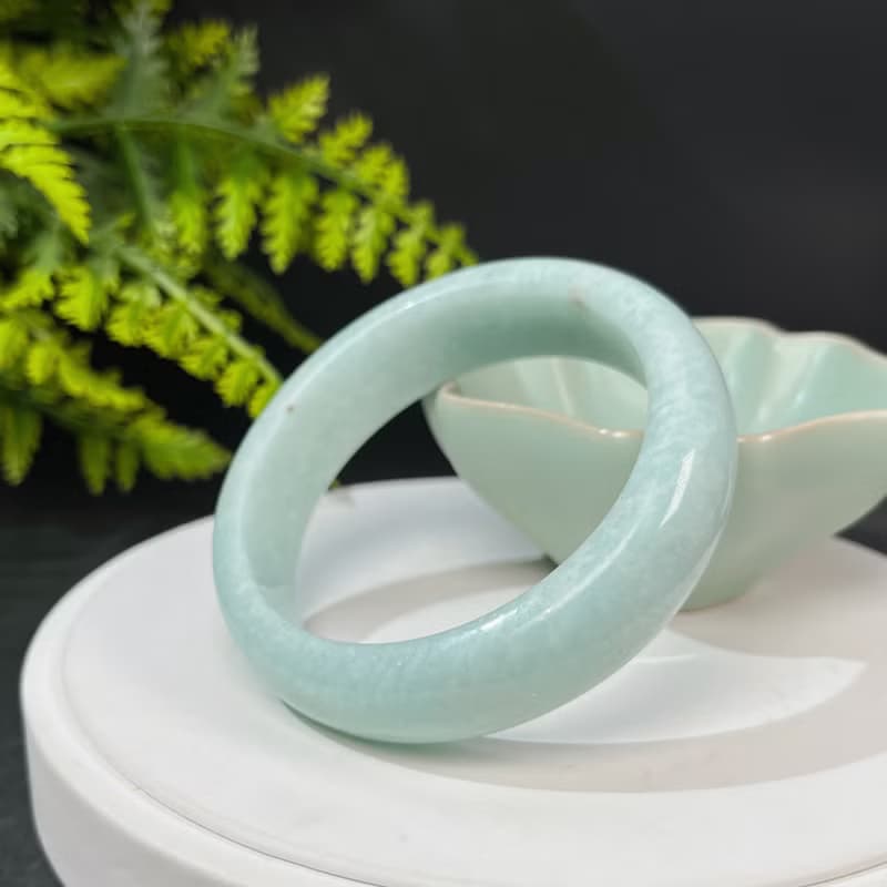 玉化淺色天河石手鐲58MM 老礦星光貓眼亞馬遜石手環 優雅靜謐財運