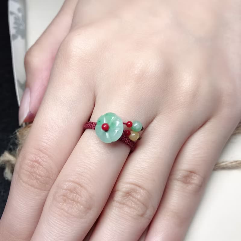 冰飄綠翡翠花花戒指  | 天然緬甸玉A貨翡翠 | 送禮