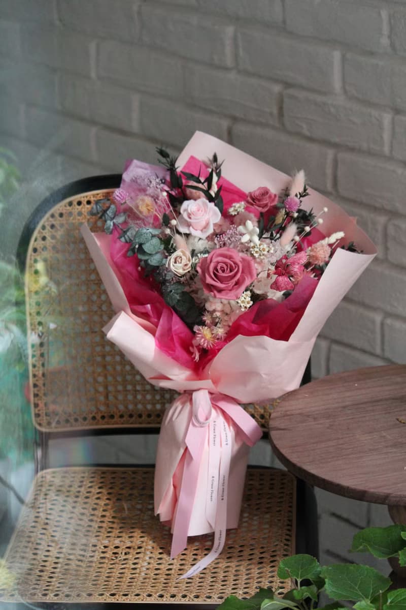 【甜甜的戀愛】夢幻粉色系永生玫瑰花束