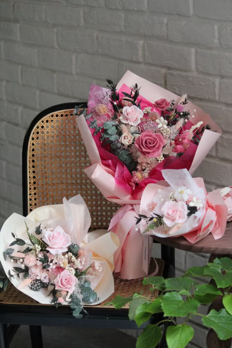 【甜甜的戀愛】夢幻粉色系永生玫瑰花束