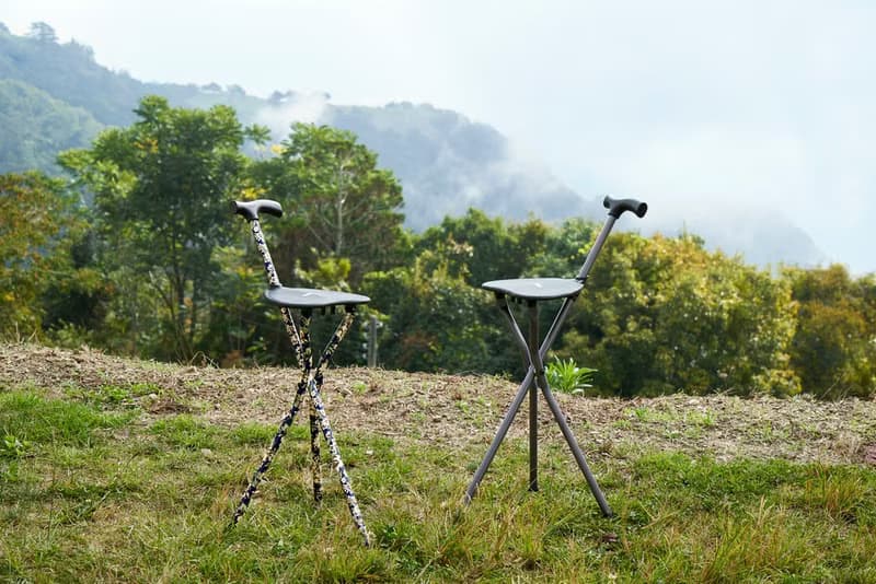 【露營登山兩用椅】可收納式三腳手杖椅 - 紳士格紋
