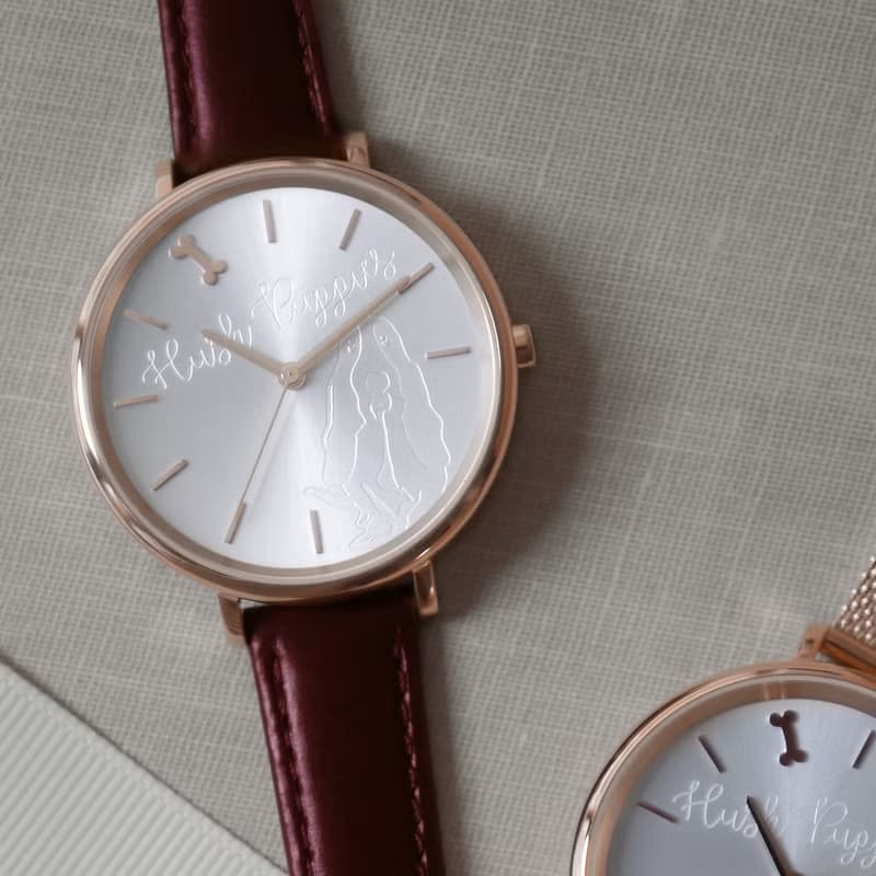 Hush Puppies 清新魅力咖啡色皮革女錶(HP3876)-玫瑰金x咖啡