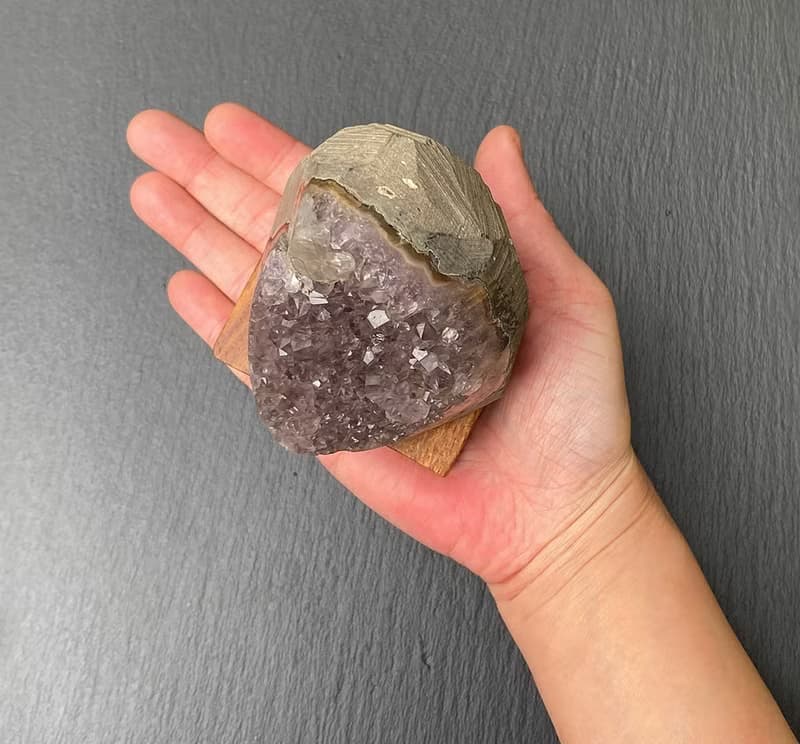 招財開運-天然原礦異象夢幻紫晶鎮共生方解石 消磁淨化 快速出貨