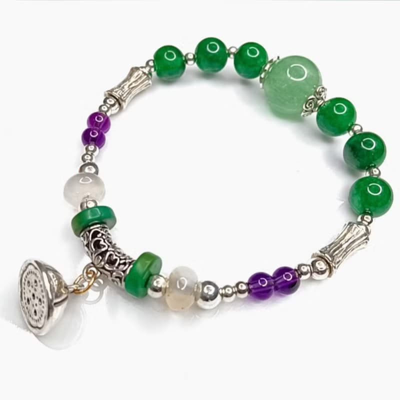 金銀財寶 綠螢石干青銀手鍊