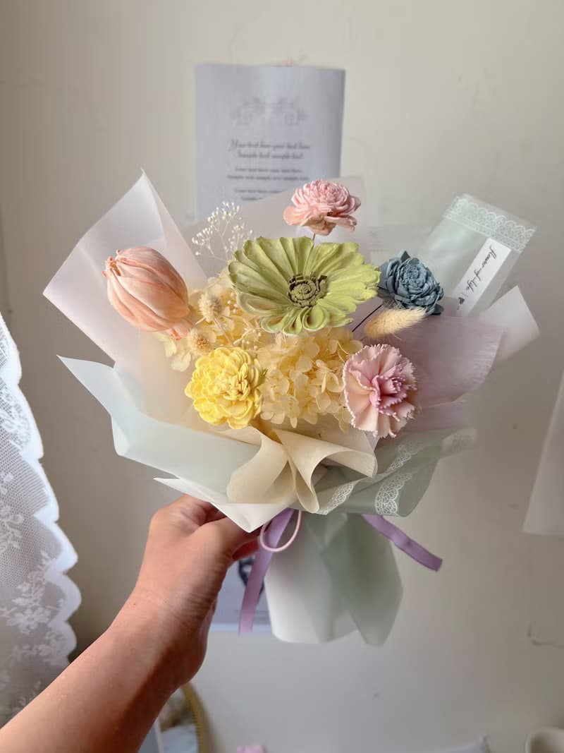 【畢業花束】flower-of-life 糖果雲朵 乾燥花束 謝師花束