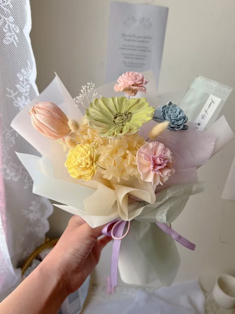 【畢業花束】flower-of-life 糖果雲朵 乾燥花束 謝師花束