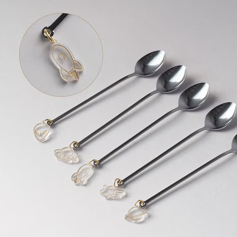 日本高桑金屬 日製宇宙造型垂飾不鏽鋼湯匙-2入-多款可選