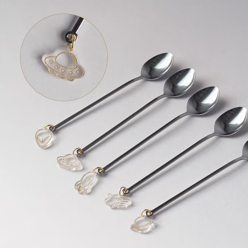 日本高桑金屬 日製宇宙造型垂飾不鏽鋼湯匙-2入-多款可選