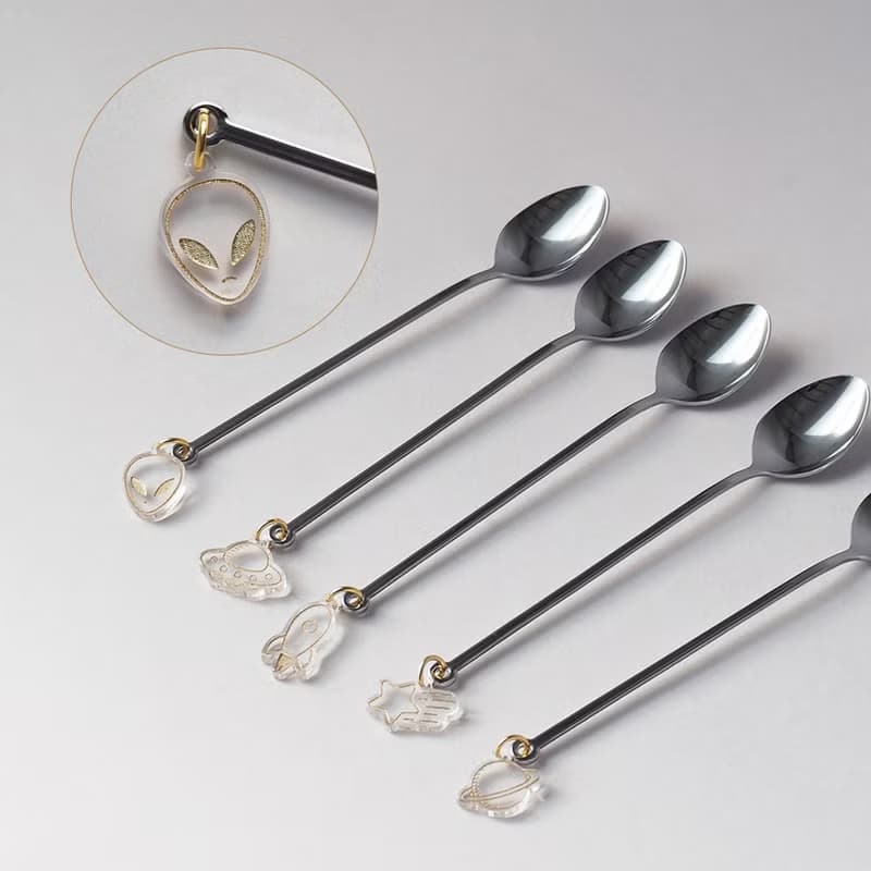 日本高桑金屬 日製宇宙造型垂飾不鏽鋼湯匙-2入-多款可選