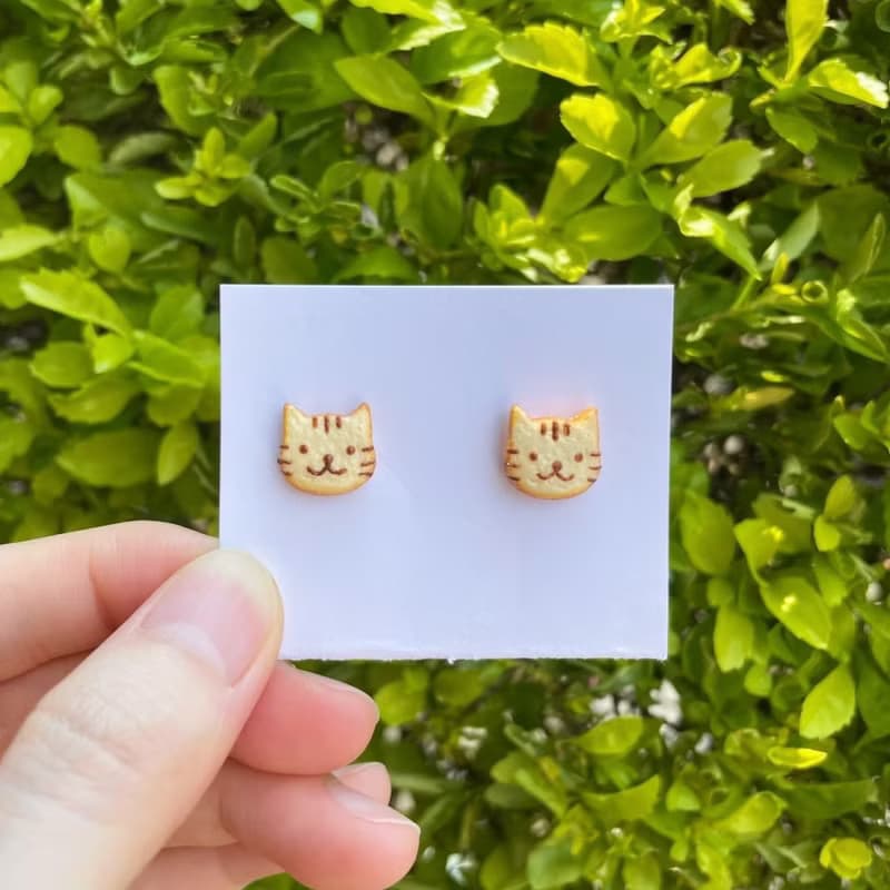 巧克力醬手繪貓咪黏土耳環