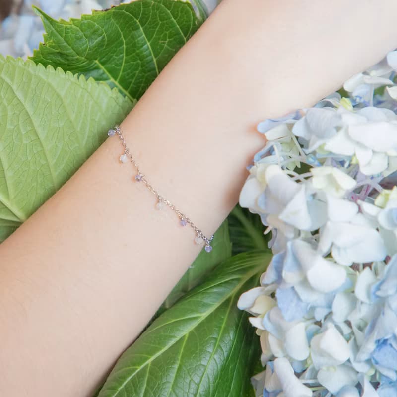 月光石丹泉石925純銀果實流蘇手鍊