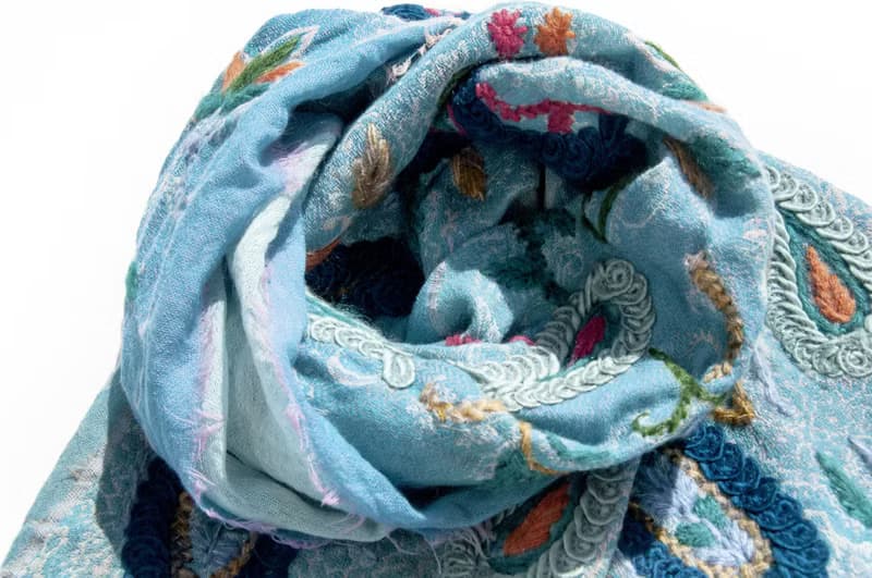 微暇喀什米爾Cashmere/水煮羊毛披肩/針織圍巾/刺繡圍巾/羊絨-花
